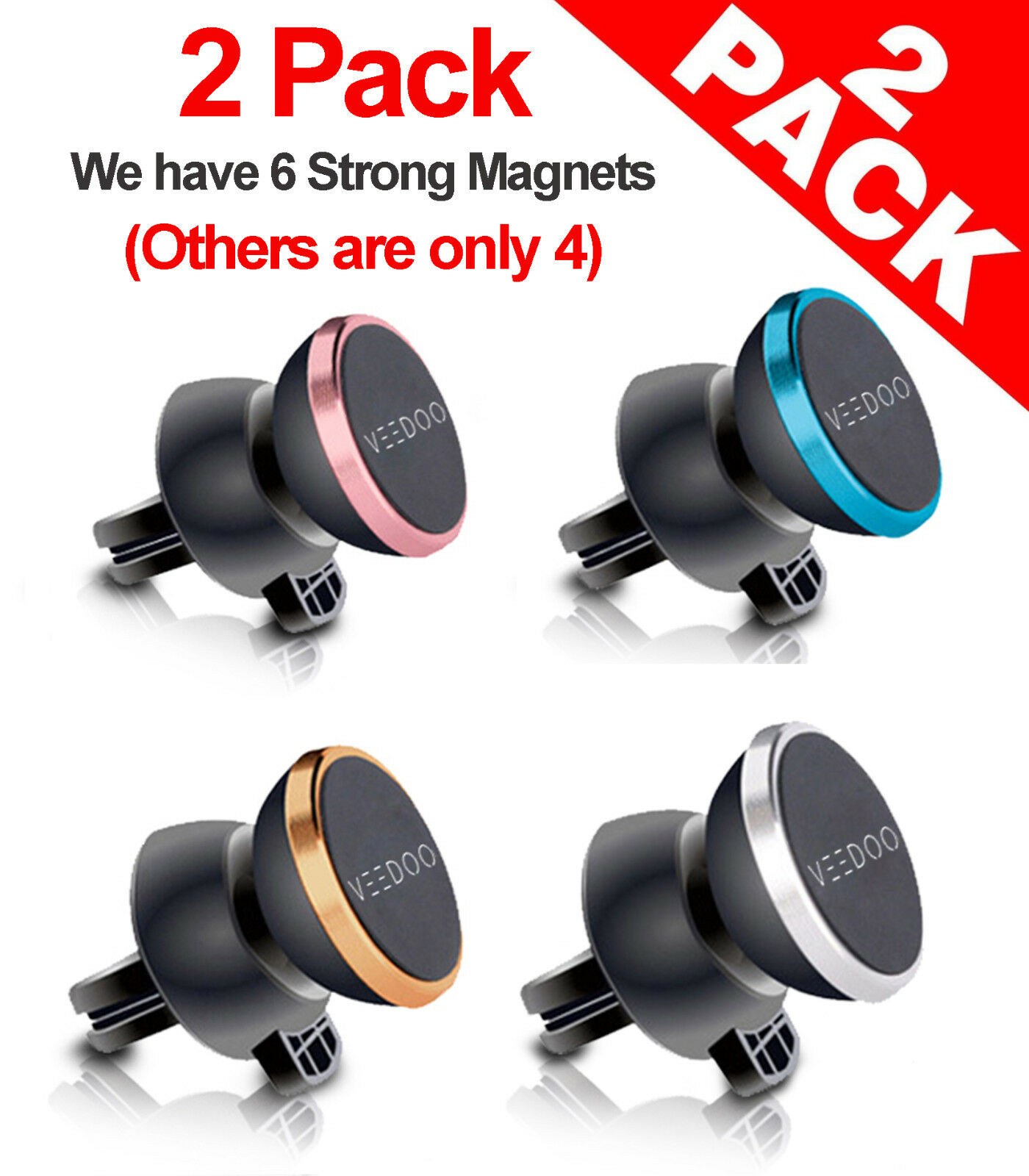 360 Rotate Magnetic Car Mount Holder Air Vent Stand For Universal Cell Phone Gps